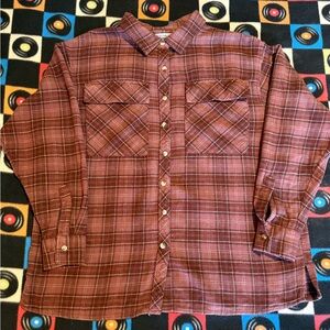 Arizona Women's Burgundy Plaid Button Down Flannel